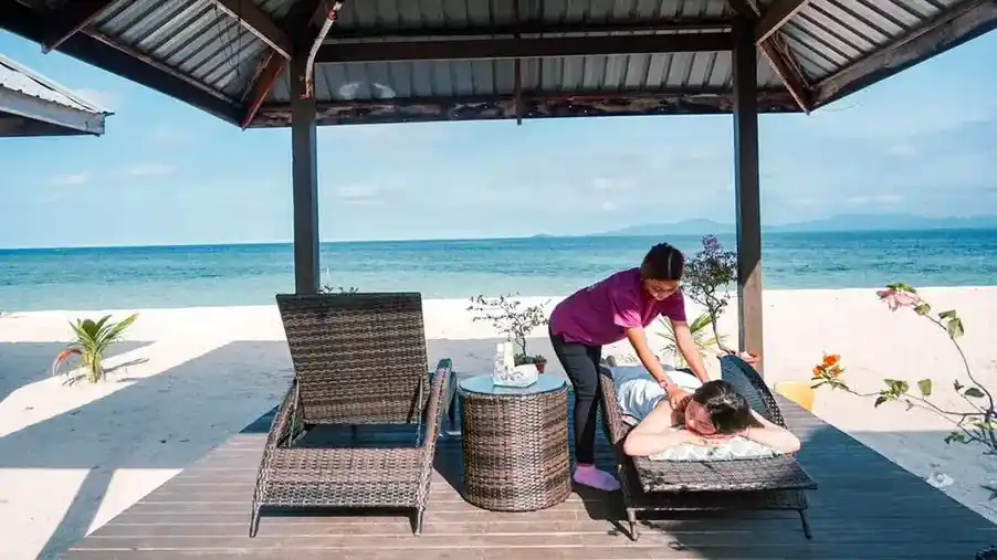Relaxing spa and massage session for guests Santiri Island Resort